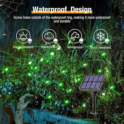 btfarm 2 Pack Solar String Lights Outdoor, 160LED 66FT Halloween Solar Fairy Lights Outside Waterproof, 8 Modes Solar Powered Twinkle Lights for Tree Garden Patio Halloween Decorations, Green