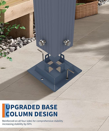 10 x 10 ft Aluminum Pergola with Adjustable Canopy, Outdoor Metal Pergola, Imitation Wood-Grain Sun Shade Shelter for Garden Patio Backyard Deck
