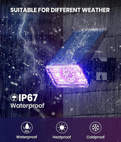 2 Pack - Solar Christmas Lights Outdoor Waterproof,6 Color Changing Spotlights &10 Modes, IP67 Waterproof,105° Adjustable Solar Spot Lights for Pathway/Garden/Yard/Patio/Landscape/Backyard Xmas Decor