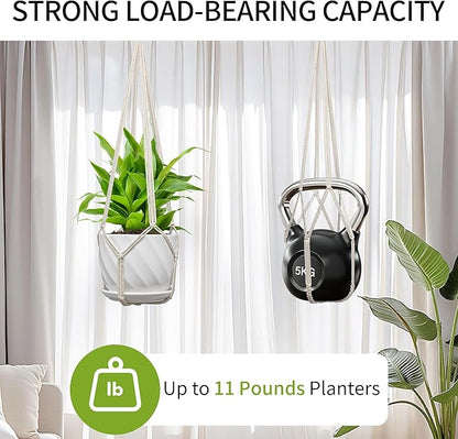 Macrame Plant Hanger, Fits 4-13 Inch Pots, Boho Hanging Plant Holder for Indoor Outdoor, 35 Inch, Set of 3, White (No Flowerpot)