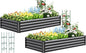 Quictent Galvanized Raised Garden Bed Metal Planter Box Bottomless for Backyard Outdoor, 4x3x1 Ft 2PCS, Dark Grey