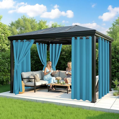 Patio Curtains Outdoor Waterproof - 6 Panels Privacy Weatherproof Outside Curtains with Grommets for Pergola, Gazebo, Porch, Cabana, Balcony, 54 x 95 Inch, Teal