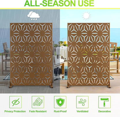 Outdoor Privacy Screen,72" H×47" W Metal Privacy Screen, Freestanding Privacy Fence Panels for Patio