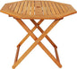 Sunnydaze Folding Meranti Wood Outdoor Dining Table with Umbrella Hole - Foldable Teak Patio Table - Teak Oil Finish - Octagon