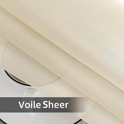 SpaceDresser Waterproof Outdoor Sheer Curtains for Patio - 2 Panels Rod Pocket Indoor Voile Sheer Curtain for Living Room,52W x 96L inch, Ivory