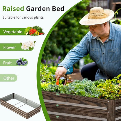 DoCred 3 in 1 Raised Garden Bed with 87in Tall Arch Trellis for Climbing Plants, Galvanized Planter Garden Box Outdoor for Gardening, Climbing Vegetables, Flower