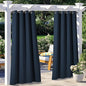 NICETOWN 2 Panels Navy Blue Outdoor Curtains for Patio Waterproof, Silver Stainless Steel Grommet Light Blocking Thermal Insulated Vertical Drapes for Front Porch & Canvas, W52 x L84