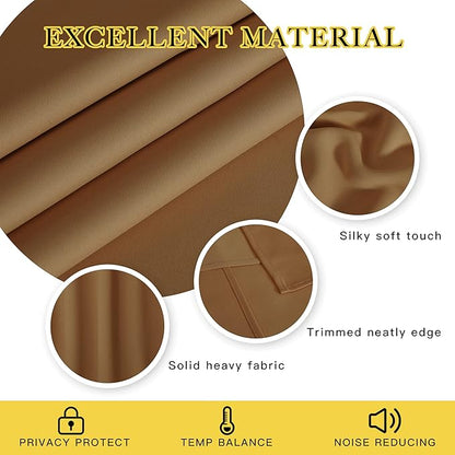 NICETOWN Blackout Curtains 84 Inch Length, Thermal Insulated Curtains for Bedroom Grommet Energy Saving Room Darkening Drapes for Living Room Window, 1 Panel, Gold Brown, 66" W x 102" L