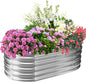 17" Tall Elevated Oval Metal Raised Garden Bed - 4ft x 2ft in Size and 0.8MM Thick Durable Planter Bed/Box for Vegetables Flowers Succulent at Patio/Garden Outdoor (Silver, 4X2X1.4 FT)