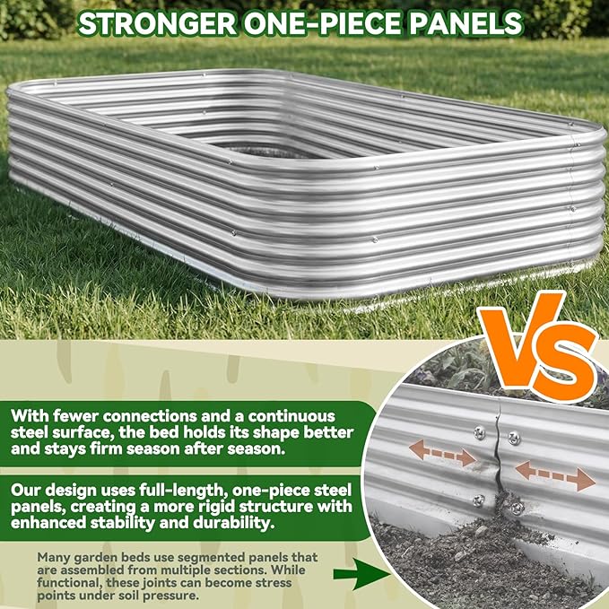 4 Pack Raised Beds for Gardening, Corrugated Galvanized Steel Raised Garden Bed, Outdoor Metal Above Ground Garden Bed for Vegetables and Flowers-4x2FT