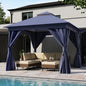 LAUSAINT HOME Semi-Permanent Outdoor Patio Gazebo 10'x10', Heavy Duty Party Tent Shelter with Double Roofs, Mosquito Nettings and Privacy Screens for Backyard, Garden, Lawn, Navy Blue