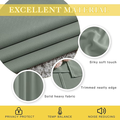 NICETOWN Sage Green Blackout Curtains for Bedroom - Grommet Thermal Insulated Family Home Window Treatments Solid Room Darkening Privacy Drape for Living Room (W66 x L102, 1 Panel)