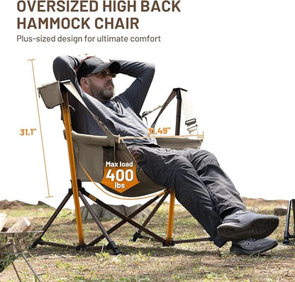 TIMBER RIDGE Hammock Camping Chair, Oversized Swinging Chair for Outdoor Lawn, Backyard and Patio, Supports 400lbs, Tan