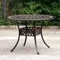 41" Round Patio Dining Table with Umbrella Hole, Outdoor Cast Aluminum Bistro Conversation Outdoor Table for Backyard Porch Pool Balcony Deck