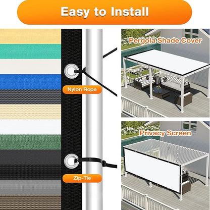 Artpuch Outdoor Pergola Shade Cover 7' X 8' Sun Shade Cloth with Grommets, 90% UV Protection Canopy Patio Privacy Screen (Customized Available) GN107, White