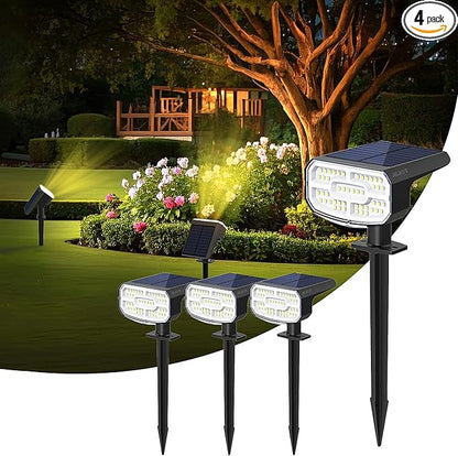 Solar Lights Outdoor Waterproof IP65,Auto On/Off, 2700K 2 Lighting Modes, Super Bright LED, Solar Powered Yard Garden Solar Spot Lights for Outside Landscape,4 Pack
