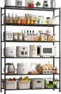 Storage Shelves - 6 Tier Shelf Organizer, Heavy Duty Garage Shelving Unit with Leveling Feet, Stable Metal Shelves Organizer for Pantry, Kitchen and Closet, 46.3" W x 12.6" D x 76.1" H, Black