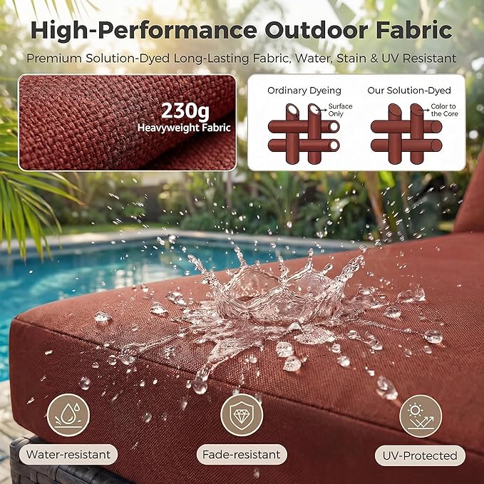NICESOUL 7 Piece Outdoor Patio Furniture with Firepit Table Natural Gas & Propane Convertible, 29.3'' High Back L Shaped Couch Sectional, Extra Large Rattan Patio Modular Set for Backyard, Burgundy