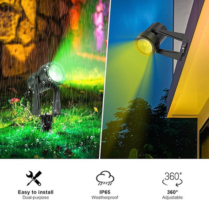 Banord RGBW Color Changing Outdoor Landscape Lighting, 4 Pack Low Voltage LED Outdoor Spotlight with Remote, IP65 Waterproof for Yard, Garden, Lawn