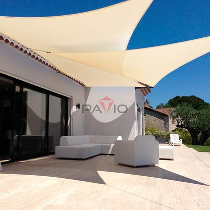 Patio Paradise 4' x 4' x 4' Sun Shade Sail Triangle Canopy Shade Cloth Fabric Sunlight Block Patio Pergola Cover HDPE Deck Awning for Outdoor Backyard Roof Shading, Beige
