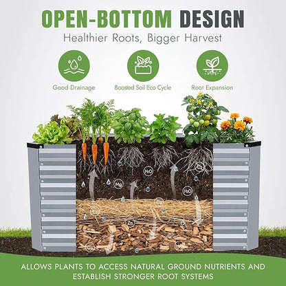 INNO STAGE 4x2x2ft Galvanized Raised Garden Bed, Raised Garden Bed Kit-Metal Planter Box Outdoor, Planting for Vegetables, Fruits, Herbs, Flowers, Silver
