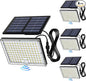 JACKYLED Motion Sensor Flood Lights, 113 LED Cool White Solar Lights for Outside, Dusk to Dawn IP65 Waterproof LED Outdoor Solar Powered Security Spot Lights for Porch Patio Garage (4 Pack)