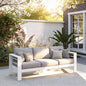 Kiss the Water Outdoor Couch Aluminum Patio Furniture Sofa, 3 Seat All-Weather Metal Patio Couch with 5" Thick and Soft Cushion and Wide Arm, Outdoor Sofa for Balcony, Porch