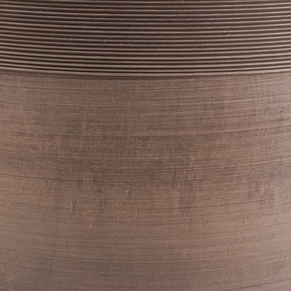 PSW Pot Collection FM40TP 16-inch Plastic/Stone/Wood Composite Large Ribbed Planter – No Drainage Hole (Drillable), Indoor/Outer Garden Pot for Foliage, Trees, Flowers, Ferns, Taupe