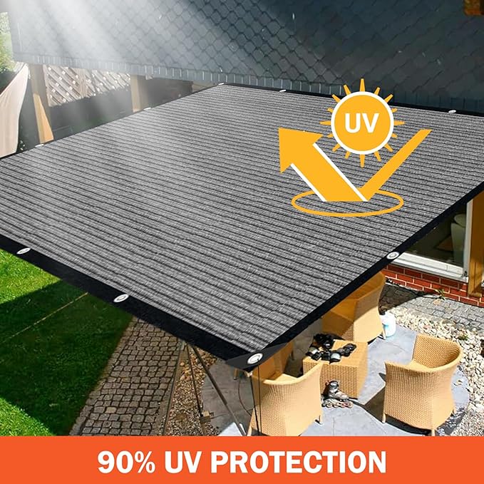 Grey Sun Shade Cloth,Pergola Shade Cover with Reinforced Grommets,90% Shade Fabric Fence Privacy Screen Balcony,Pergola Shade Cover Canopy Garden Carport Porch Deck Patio Shade Cover,6x6FT