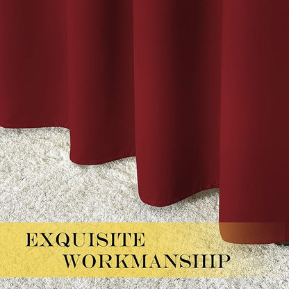 NICETOWN Room Darkening Short Curtain 54 inches Long for Living Room, Grommet Sound Reducing Thermal Insulated Curtains for Bedroom Nursery Window, 46W x 54L, 1 Piece, Burgundy Red