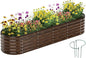 Galvanized Metal Planter Round Raised Garden Bed Kit for Gardening Outdoor Garden Box Raised Flower Bed 1PC Wooden Color 8X2X1FT