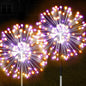 JJGoo Solar Firework Lights, 2 Pack 150 LEDs 2 Lighting Modes Solar Lights Outdoor Waterproof for Garden Patio Walkway Pathway Party Wedding Christmas Decorative - Orange and Purple