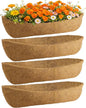 48in Arched Coco Liners for Window Planter Box - 4 Pack 100% Natural Coconut Coir Fiber Liner Replacement for Deck Flower Box, Garden Railing Fence Trough, Wall Planter Basket