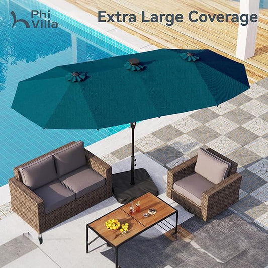 Patio Umbrella with Solar-Powered 120 PCS LED Color-Changing, 13ft