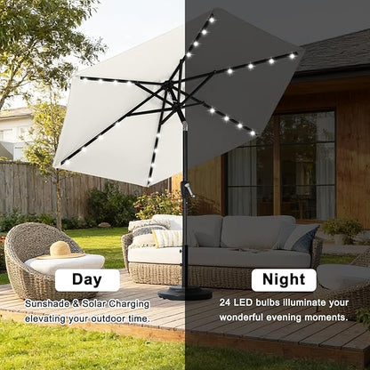 ABCCANOPY Durable Solar Led Patio Umbrellas with 32LED Lights 7.5FT (Light Beige)
