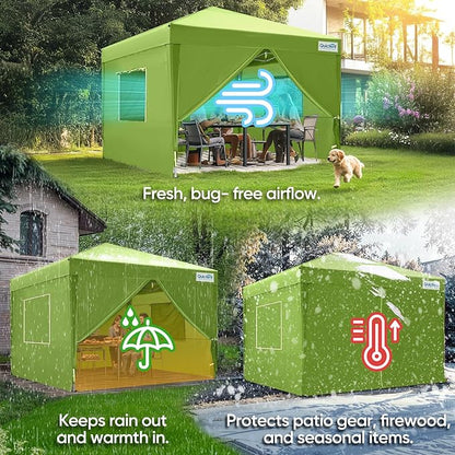 Quictent Privacy 10x10 Pop up Canopy Tent with Sidewalls and Roll-up Ventilated Windows, One Person Easy Setup, Outdoor Commercial Gazebo Shelter Enclosed Waterproof, Bonus 4 Sandbags