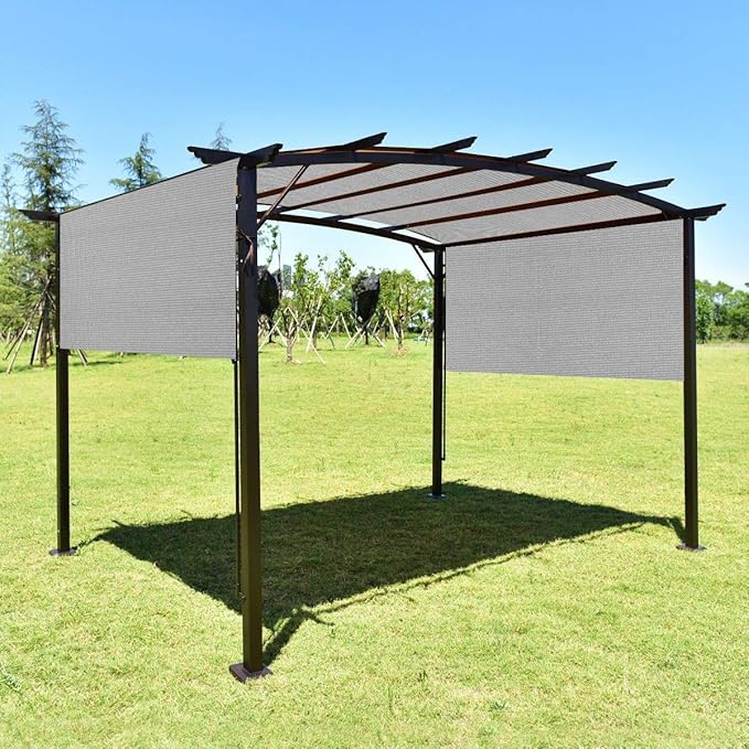 Eden's Decor Straight Flat-Edged Sun Shade Sail Rectangular 11' x 12' Grey UV-Blocking Outdoor Canopy Fabric Cloth Awning for Pergola Patio Garden Backyard Custom Size