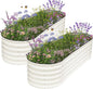 Galvanized Raised Garden Bed Outdoor- 2 Pcs Raised Beds for Gardening| Metal Planter Box, Steel Raised Garden Bed Kit with Gloves for Vegetables, Flower, Herbs (6x2x1.4FT, White)