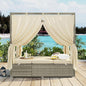 Harper & Bright Designs Adjustable Outdoor Sun Lounger with Canopy,Multi-Position Recline Patio Chair with Removable Cushion,Weather-Resistant Rattan Chaise Lounge for Poolside,Garden & Terrace,Beige