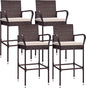 VIVOHOME 4 Packs Outdoor Wicker Barstool Patio Rattan Furniture with Armrests and Cushions, Brown