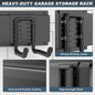 Storage Rack Wall Mount Garden Tool Organizer with 15 Hooks, Black Alloy Steel