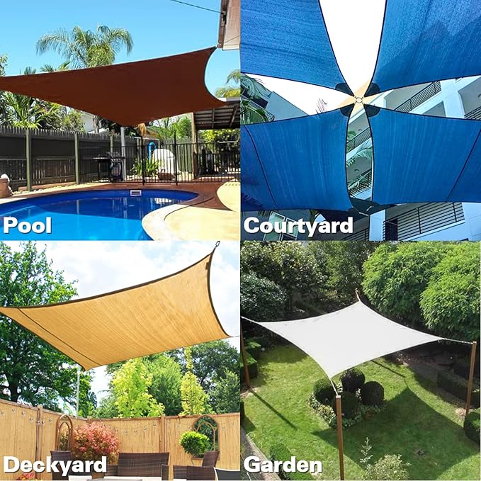 KANAGAWA 9'X12' Dark Green Custom Size Sun Shade Sail Rectangle UV Block Canopy Cover for Patio Backyard Lawn Garden Outdoor (Customized Available)