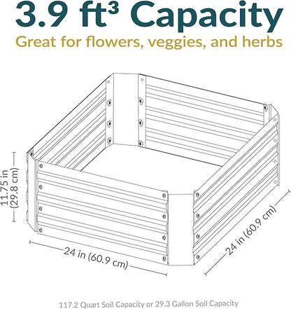 Sunnydaze 11.75" H Raised Metal Garden Bed - Galvanized Raised Garden Bed Outdoor for Vegetables and Flowers - Silver - Square