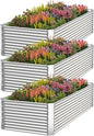 3 Pack Tall 4x2FT Raised Beds for Gardening, Corrugated Galvanized Steel Raised Garden Bed, Outdoor Metal Above Ground Garden Bed for Vegetables and Flowers(Rectangular)