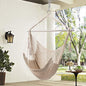 Hammock Chair in Beige Cotton Rope, 500 lb Max, Indoor/Outdoor