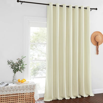 NICETOWN Blackout Patio Curtains 100 x 144 Inches Long for Sliding Door Extral Wide Blackout Curtain Panels Thermal Insulated Room Divider - Grommet Top, 100" W x 144" L, 1 Panel, Beige