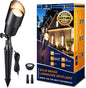 Gardenreet Landscape Spotlights Low Voltage - Brass Outdoor Uplight LED 12V, Wired Spot Lights IP65 Waterproof, Black for Exterior Garden Yard Tree House with 5W 2700K Warm White MR16 Bulb