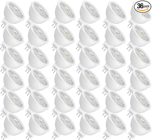 Mlambert 36 Pack MR16 LED Bulbs 50W Halogen Equivalent,2700K Warm White,5W GU5.3 MR16 12V Spotlight Bulb,Non-Dimmable,45° Beam Angle for Landscape