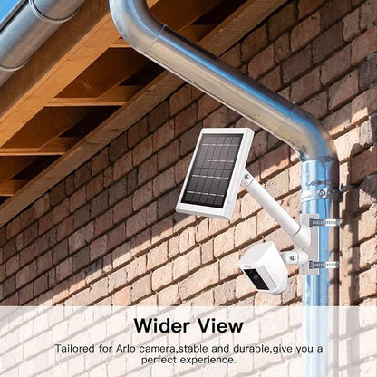 2-in-1 Pole Mounting Bracket for Ring Stick Up Cam Pro Solar Panel and Battery Outdoor Mount Accessorie, Also Compatible with Wyze, Arlo, Eufy, Blink Camera (White)