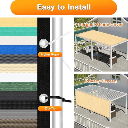 Artpuch Outdoor Pergola Shade Cover 5' X 7' Sun Shade Cloth with Grommets, 90% UV Protection Canopy Patio Privacy Screen (Customized Available) GN107, Wheat